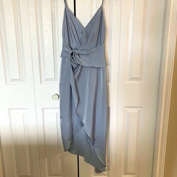 Floret Studios - Gathered Slip Dress, Midi - Light Slate - Picture 1 of 8
